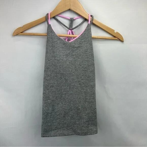 Ivivva (lululemon) Gray Tank Top with Pink Straps - Picture 1 of 4